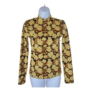 Zara Retro Floral Mock Neck Top‎